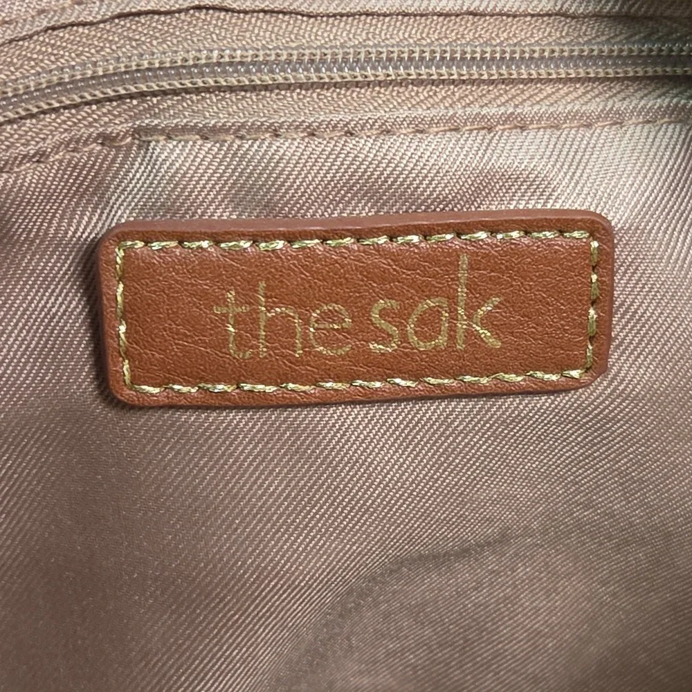 The Sak Oleta Purse Gray Leather Adjustable Strap Handbag Bag Crossbody Floral
